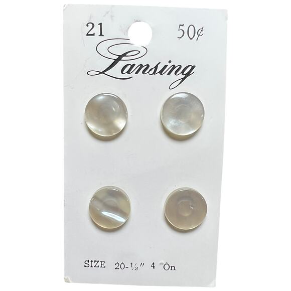Vintage Lansing Pearly White Buttons Metal Closures NOS Card Iowa - Picture 1 of 3